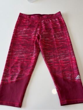 adidas Pink Marled Performance Capri Leggings